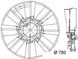 Fan Wheel, engine cooling MAHLE CFW34000P